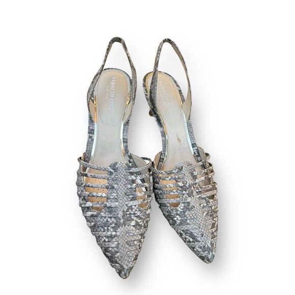 Kenneth Cole New York Riley Slingback Pump in Light Grey Faux Leather size 9.5 - Picture 4 of 14